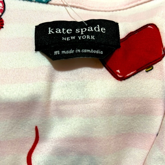 Kate Spade Long 2Pcs Festive Fun Notch Collar Pajama Set Pink - Picture 7 of 8